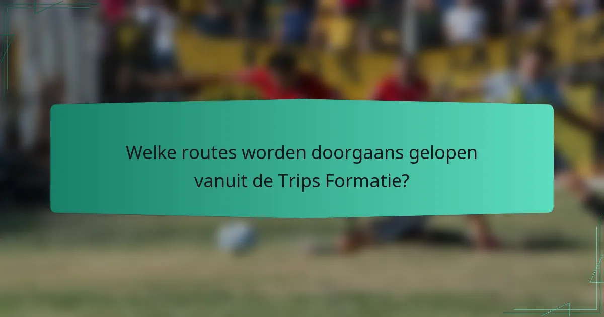 Welke routes worden doorgaans gelopen vanuit de Trips Formatie?
